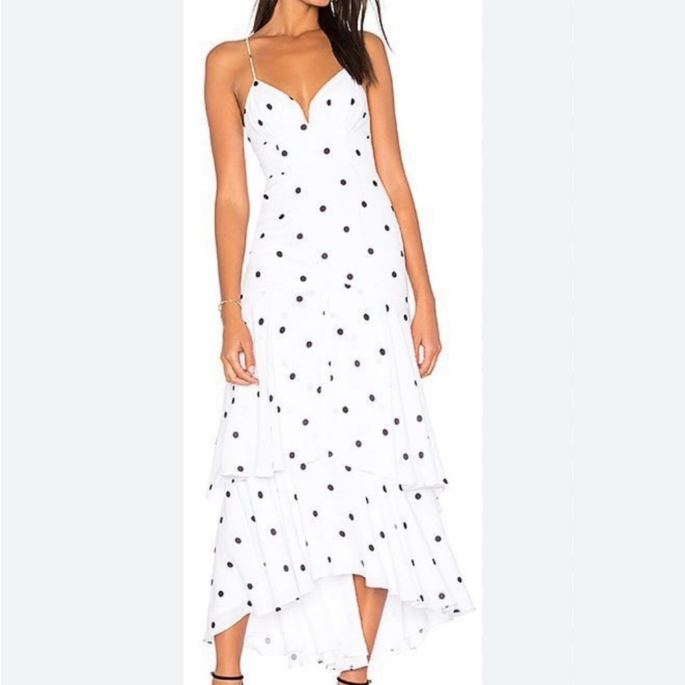 Fame and partners Elegant White Polka Dot Dress